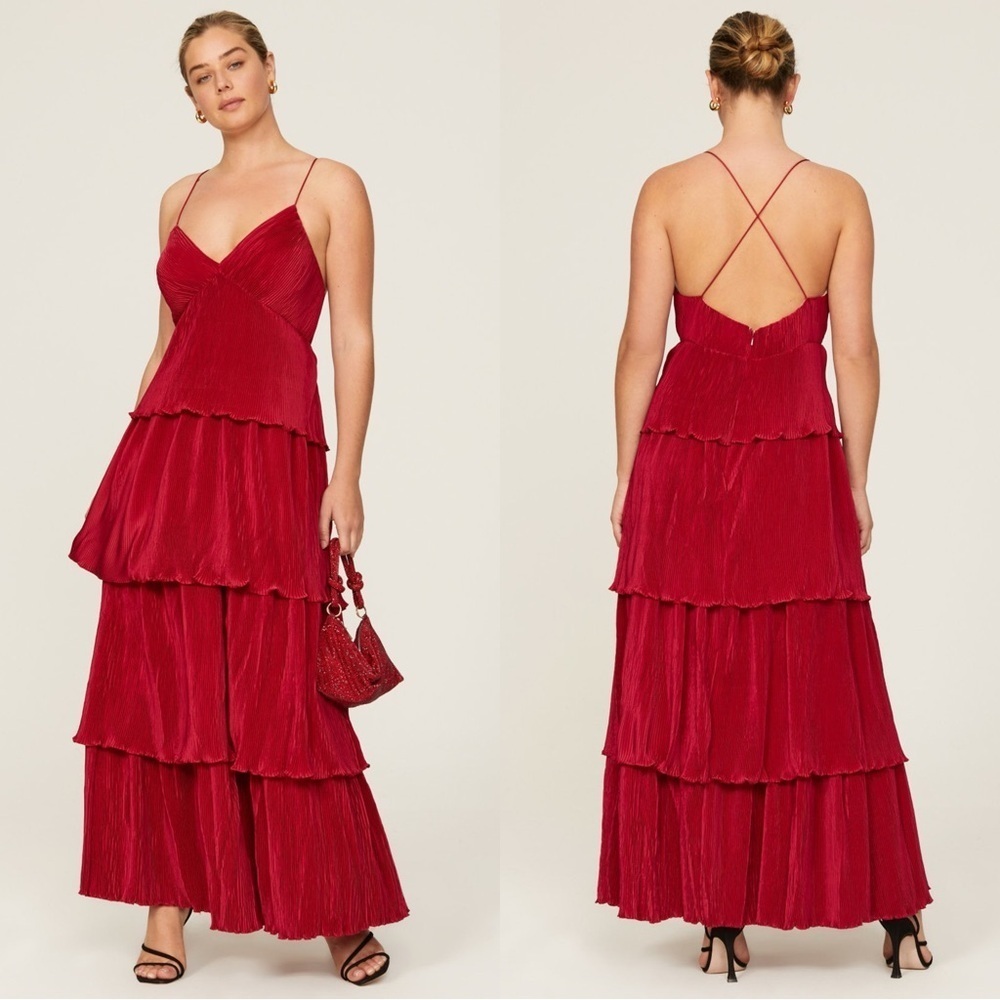 Ieena for Mac Duggal Red Layered Gown